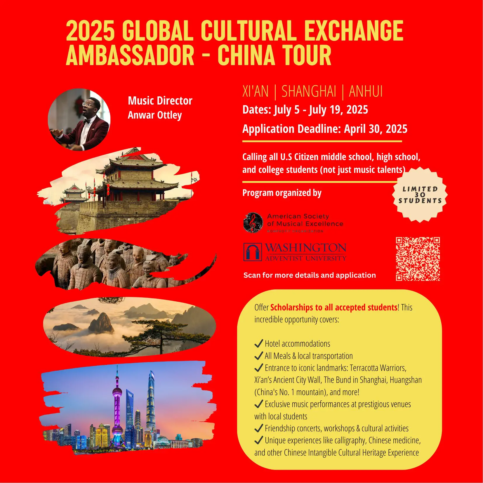 American Virtuoso International Music Competition Yellow Black Modern Bold Bachelor Save the Date Invitation