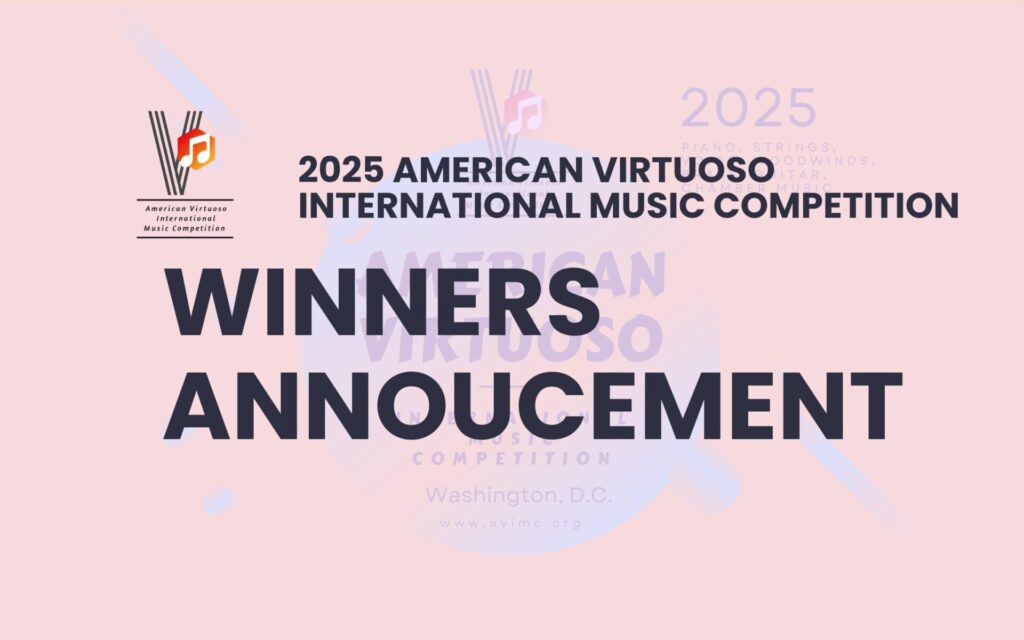 2025 American Virtuoso International Music Competition Winners Annoucement Postcard